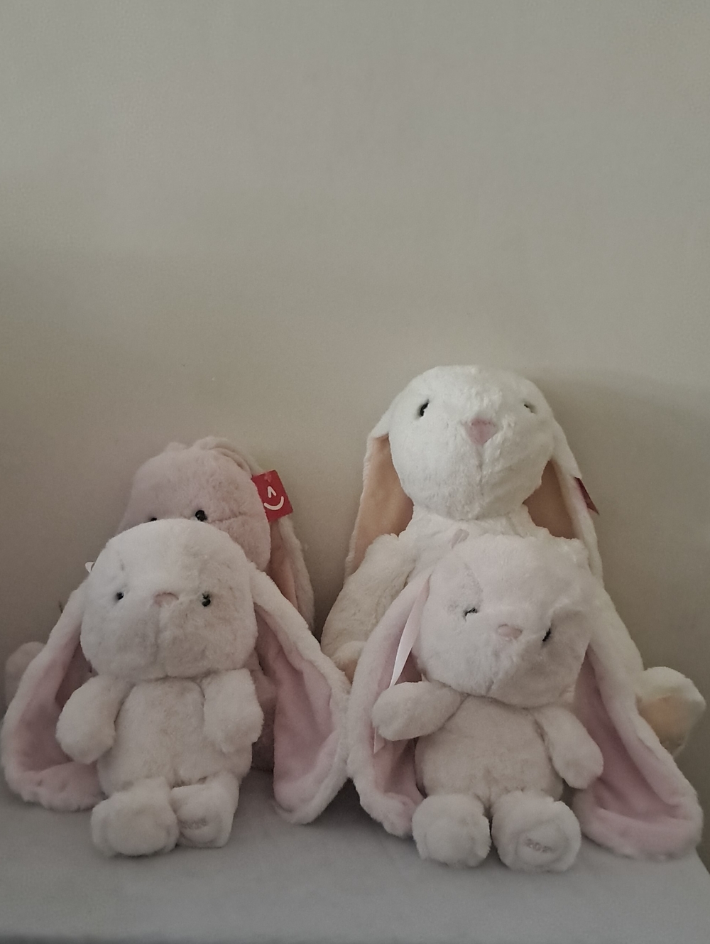 Plush Bunny Set - Soft White and Light Pink Cuddly Rabbits